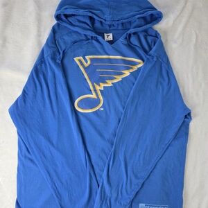 Blue Adult XL Hooded Tee with Winged Hockey Logo